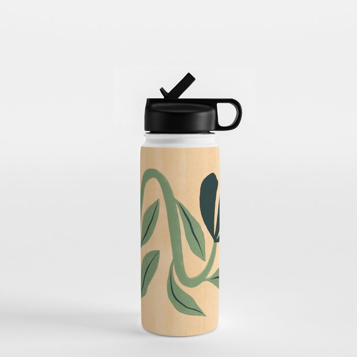 Painterly Abstract Black Flower Water Bottle Gallery Image 1