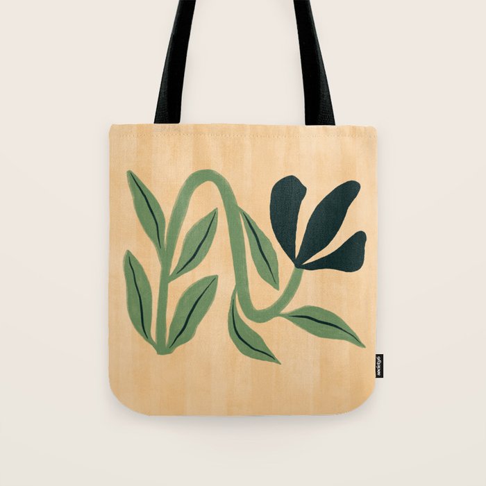 Painterly Abstract Black Flower Tote Bag Gallery Image 1