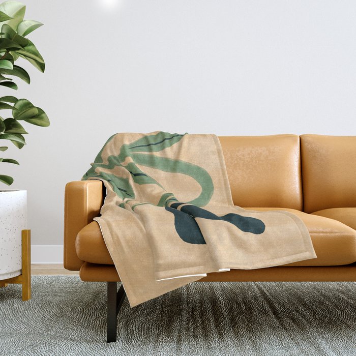 Painterly Abstract Black Flower Throw Blanket Gallery Image 1