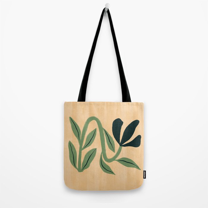 Painterly Abstract Black Flower Tote Bag Gallery Image 2