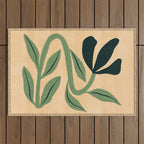 Painterly Abstract Black Flower Outdoor Rug Gallery Image 1
