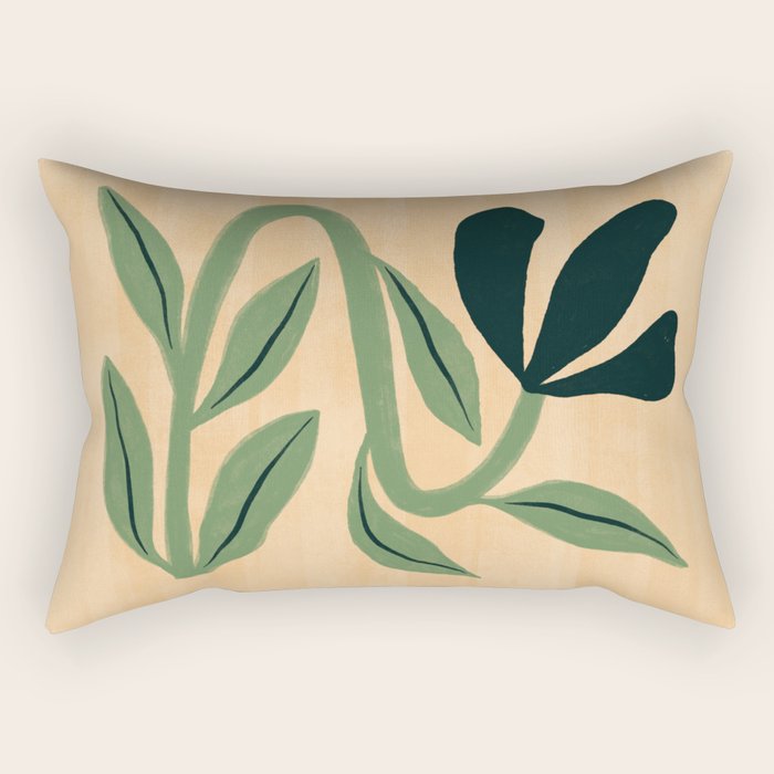 Painterly Abstract Black Flower Rectangular Pillow Gallery Image 2