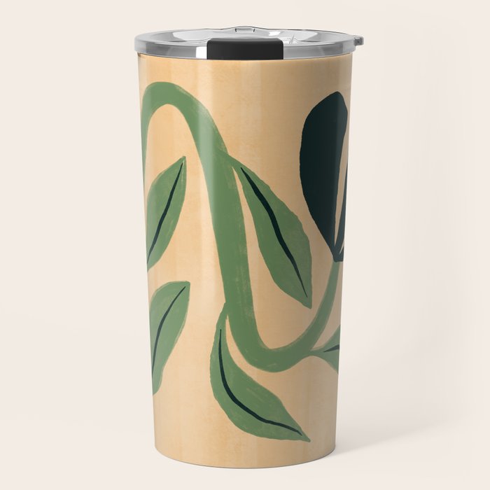 Painterly Abstract Black Flower Travel Mug Gallery Image 1