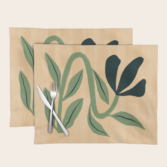 Painterly Abstract Black Flower Placemat Gallery Image 1