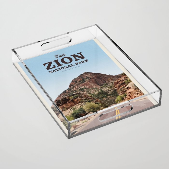 Visit Zion National Park Acrylic Tray Gallery Image 1