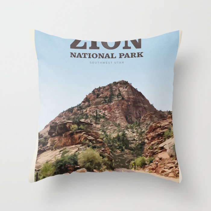 Visit Zion National Park Throw Pillow Gallery Image 6