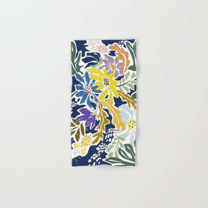 cosmopolitan flowers navy blue Bath Towel Gallery Image 1