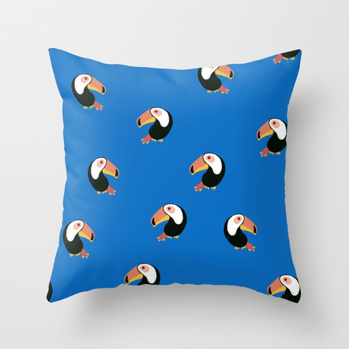 Toucans Blue Throw Pillow Gallery Image 6