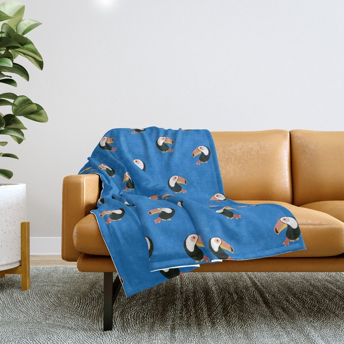 Toucans Blue Throw Blanket Gallery Image 1