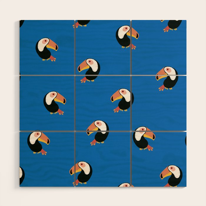 Toucans Blue Wood Wall Art Gallery Image 1