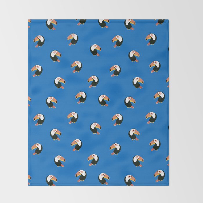 Toucans Blue Throw Blanket Gallery Image 2