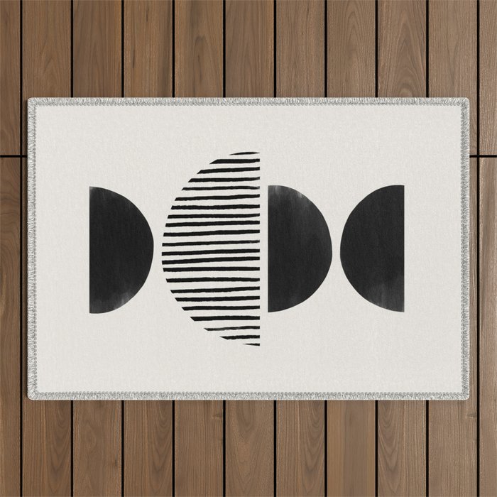 Balancing Stripes NO.2 | Black Outdoor Rug Gallery Image 1
