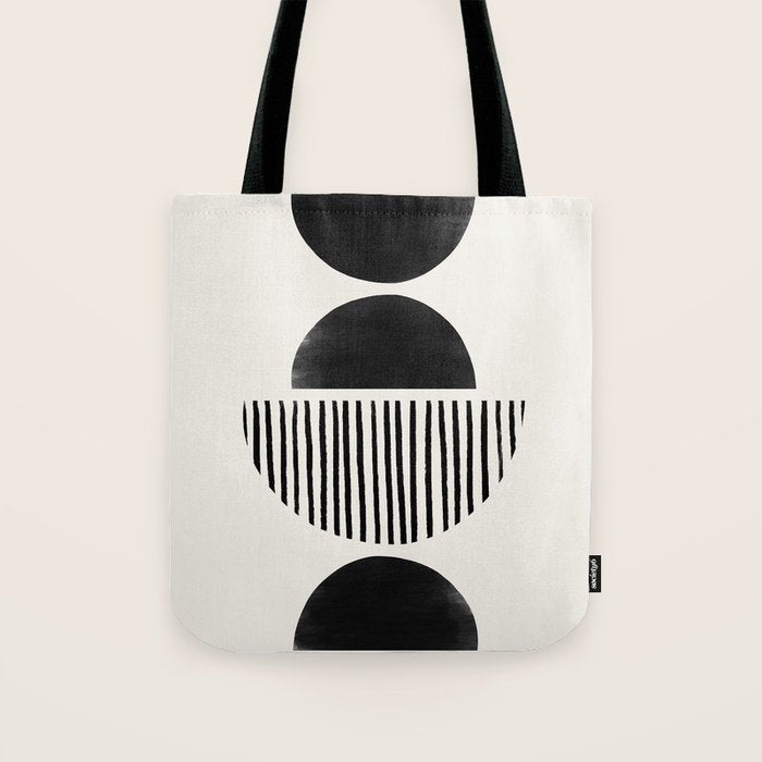 Balancing Stripes NO.2 | Black Tote Bag Gallery Image 1