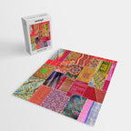 Boho Sari Patchwork Quilt Jigsaw Puzzle Gallery Image 2