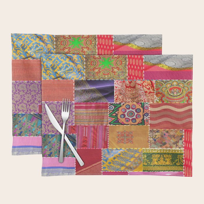Boho Sari Patchwork Quilt Placemat Gallery Image 1