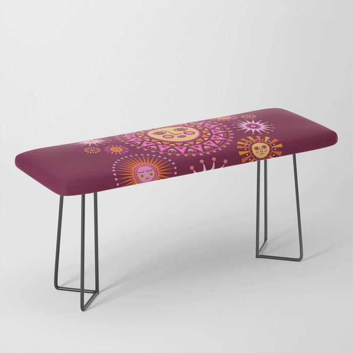 Retro Sun Faces - Pink and Magenta Bench Gallery Image 1