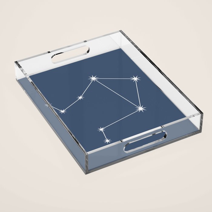 Libra Zodiac Star Constellation Line Art Neutral Blue Acrylic Tray Gallery Image 1
