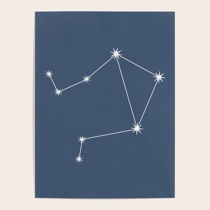 Libra Zodiac Star Constellation Line Art Neutral Blue Poster Gallery Image 4