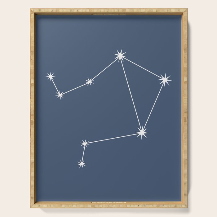 Libra Zodiac Star Constellation Line Art Neutral Blue Serving Tray Gallery Image 1