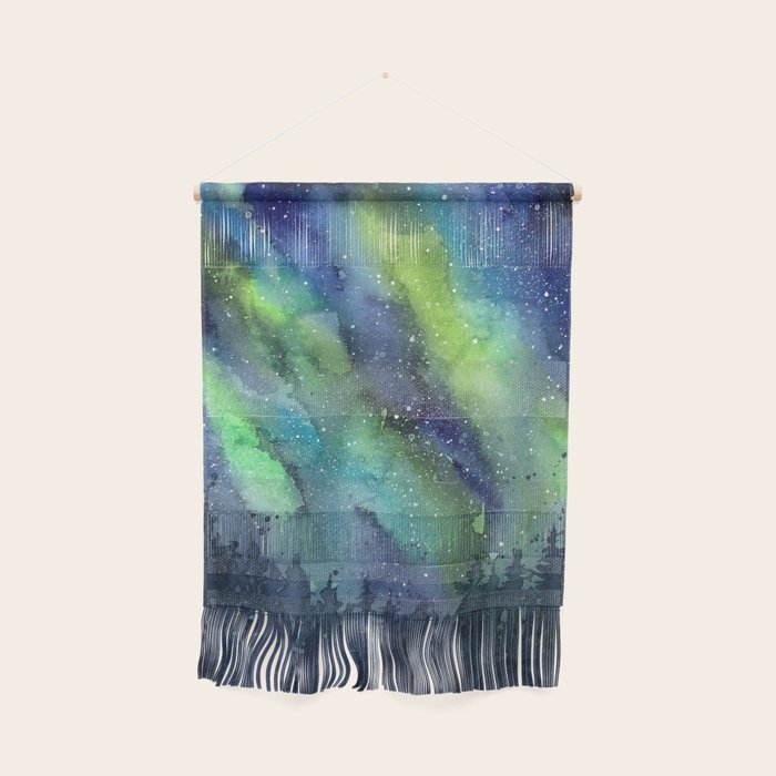 Galaxy Aurora Northern Lights Nebula Space Watercolor Wall Hanging Gallery Image 1