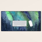 Galaxy Aurora Northern Lights Nebula Space Watercolor Desk Mat Gallery Image 1
