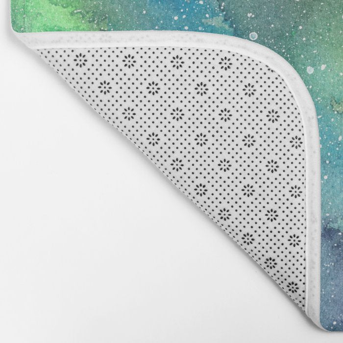 Galaxy Aurora Northern Lights Nebula Space Watercolor Bath Mat Gallery Image 2
