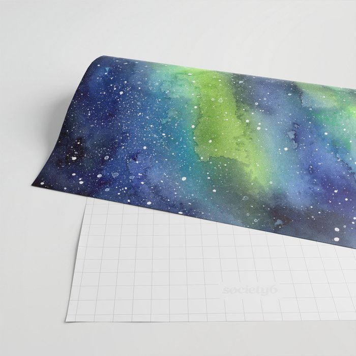 Galaxy Aurora Northern Lights Nebula Space Watercolor Wrapping Paper Gallery Image 2