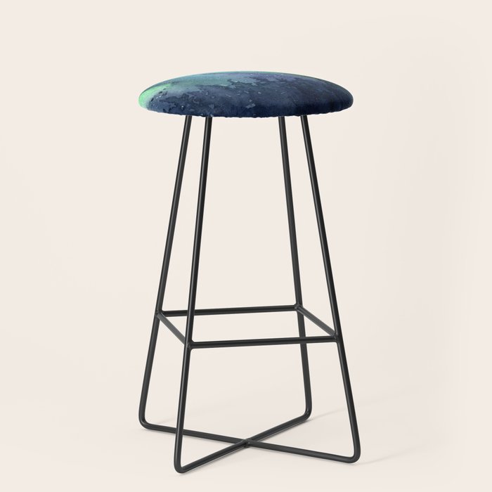 Galaxy Aurora Northern Lights Nebula Space Watercolor Stool Gallery Image 1