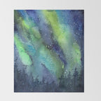 Galaxy Aurora Northern Lights Nebula Space Watercolor Throw Blanket Gallery Image 2