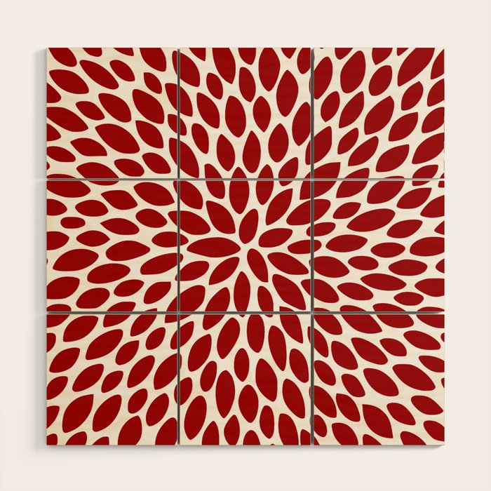 Christmas Floral Bloom, Red and White Wood Wall Art Gallery Image 1