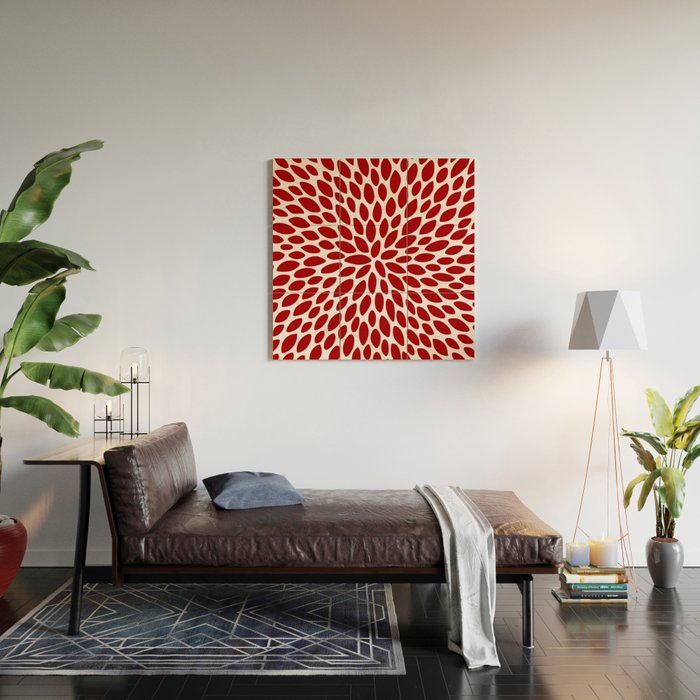 Christmas Floral Bloom, Red and White Wood Wall Art Gallery Image 2
