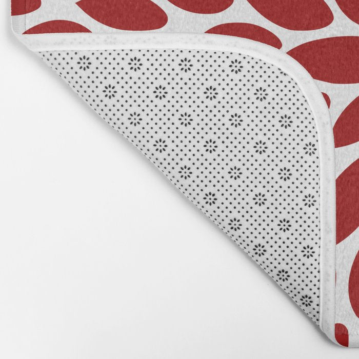 Christmas Floral Bloom, Red and White Bath Mat Gallery Image 2