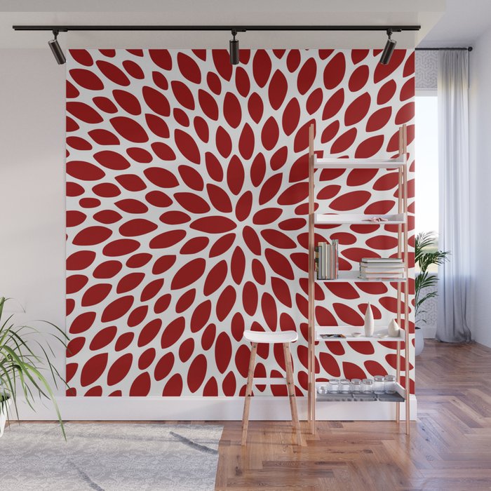 Christmas Floral Bloom, Red and White Wall Mural Gallery Image 1