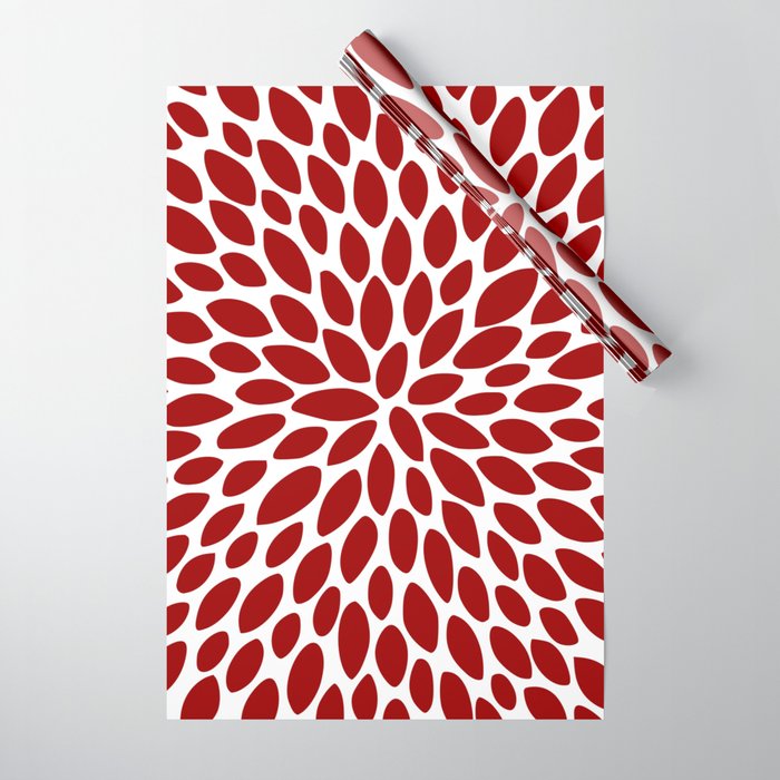 Christmas Floral Bloom, Red and White Wrapping Paper Gallery Image 1