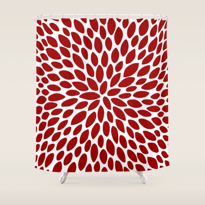 Christmas Floral Bloom, Red and White Shower Curtain Gallery Image 1