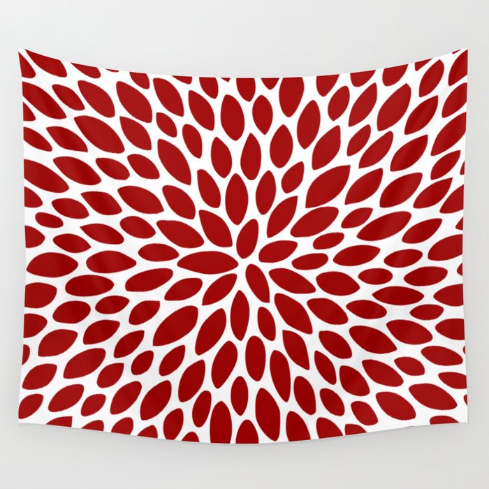 Christmas Floral Bloom, Red and White Wall Tapestry Gallery Image 4