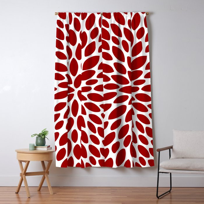 Christmas Floral Bloom, Red and White Window Curtain Gallery Image 1