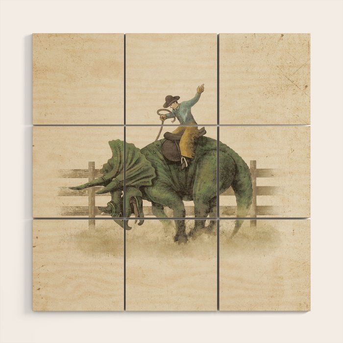 Dino Rodeo  Wood Wall Art Gallery Image 1