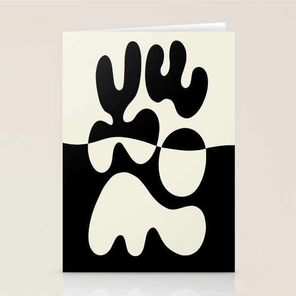 Mid Century Modern Organic Abstraction 235 Black and Ivory White Stationery Card Gallery Image 2