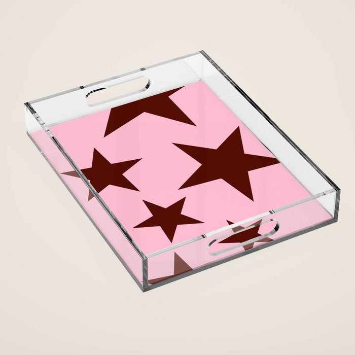 Pink and Burgundy Big Ol Stars Acrylic Tray Gallery Image 1