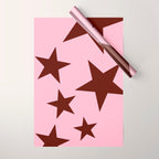 Pink and Burgundy Big Ol Stars Wrapping Paper Gallery Image 1