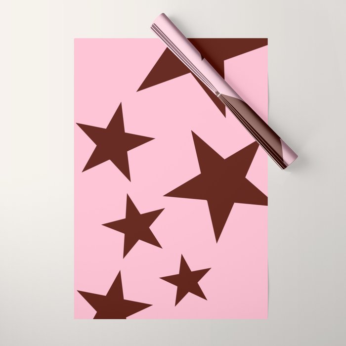 Pink and Burgundy Big Ol Stars Wrapping Paper Gallery Image 1