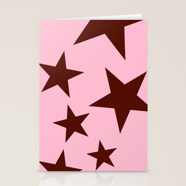 Pink and Burgundy Big Ol Stars Stationery Card Gallery Image 2
