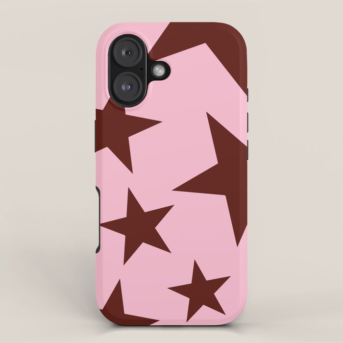 Pink and Burgundy Big Ol Stars iPhone Case Gallery Image 1