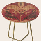 Antique Distressed Red Silk with Palmettes and Birds Side Table Gallery Image 2