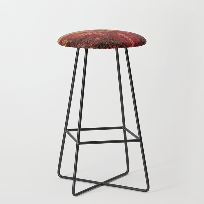 Antique Distressed Red Silk with Palmettes and Birds Stool Gallery Image 1