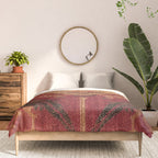 Antique Distressed Red Silk with Palmettes and Birds Comforter Gallery Image 3