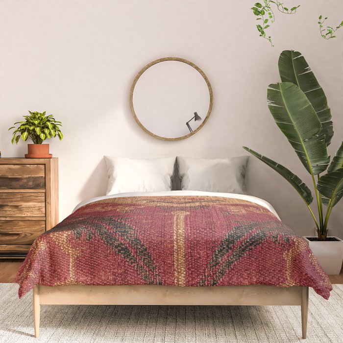 Antique Distressed Red Silk with Palmettes and Birds Comforter Gallery Image 3