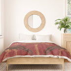 Antique Distressed Red Silk with Palmettes and Birds Duvet Cover Gallery Image 3