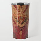 Antique Distressed Red Silk with Palmettes and Birds Travel Mug Gallery Image 1
